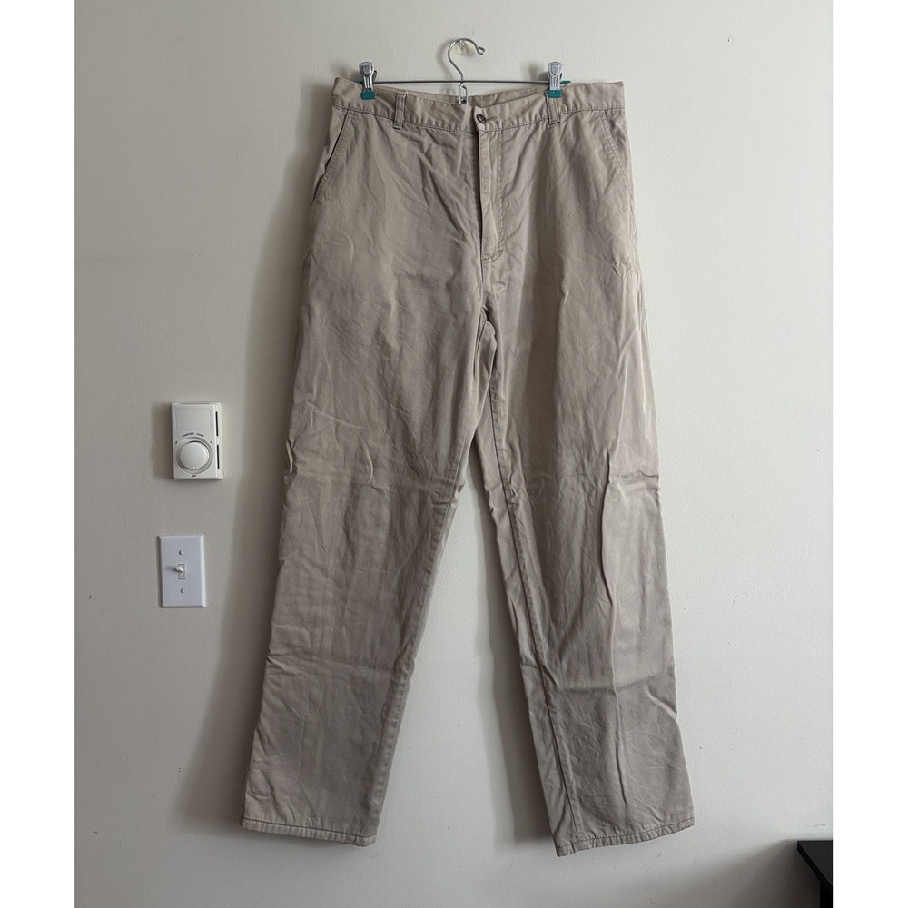 Woolrich Flannel Lined Pants Khaki Mens 34 Waist Casual Outdoor Comfort Cotton